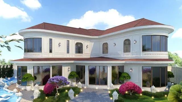 تصميم واجهة منزل كلاسيكي أنيق: جمال خالد مكشوف