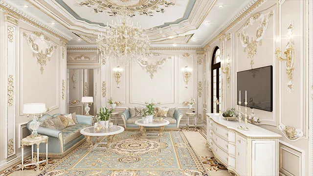 أفكار تصميم غرفة المعيشة الكلاسيكية الأنيقة