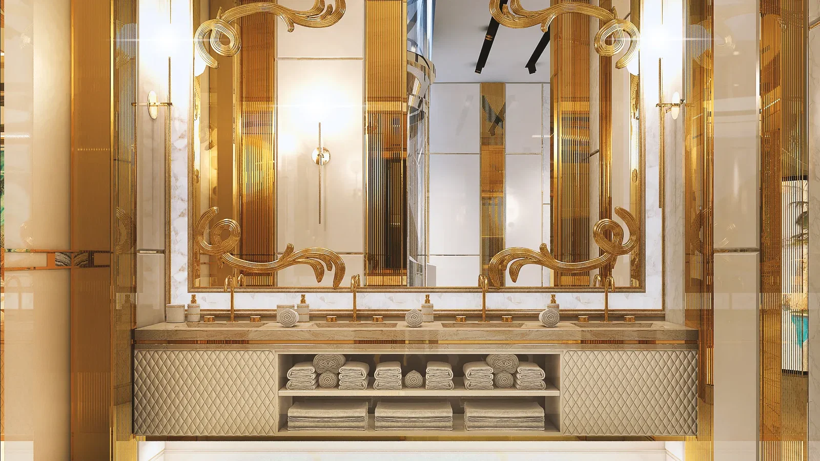 Exquisite Golden Bathroom: The Epitome of Elegance