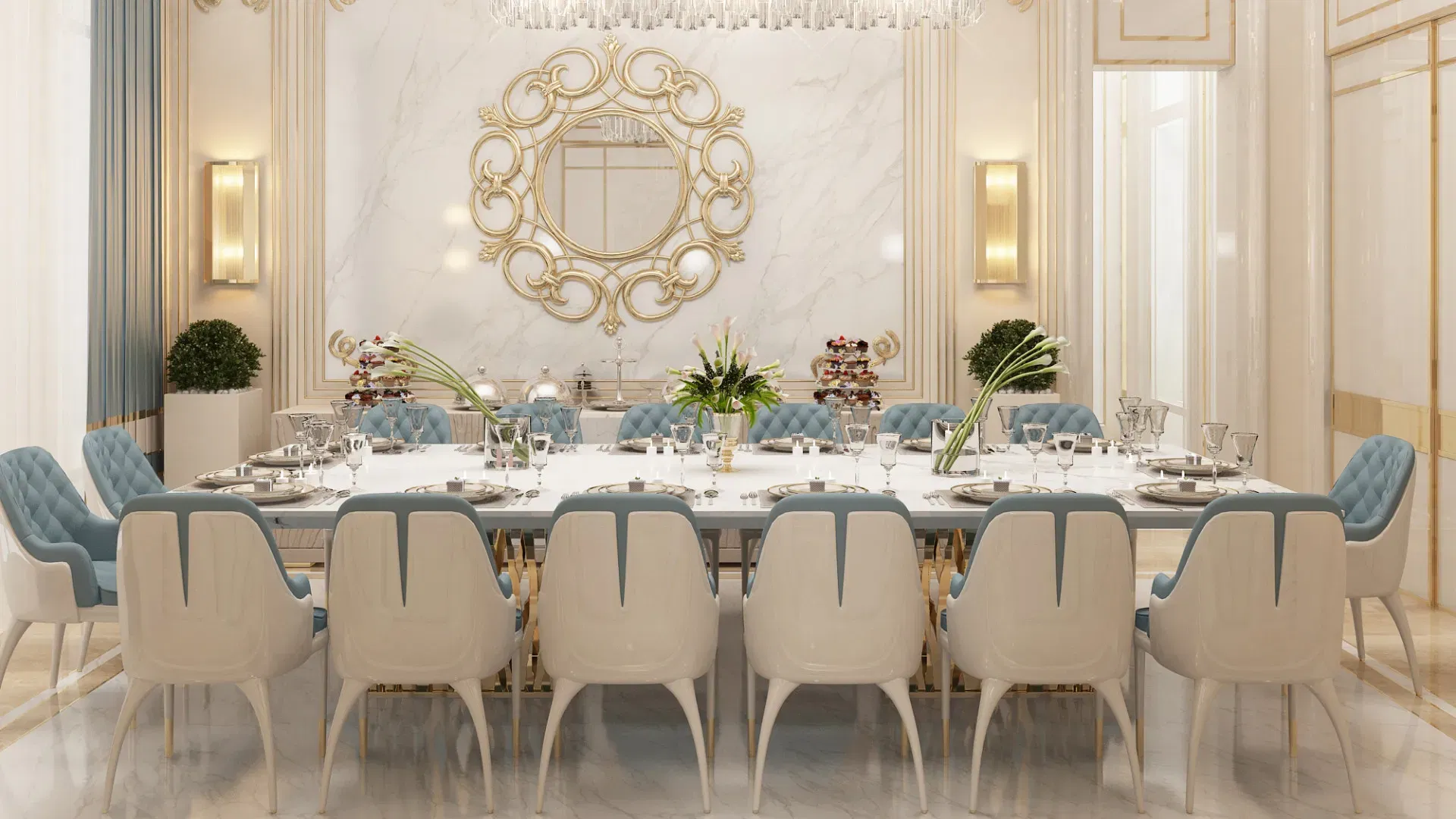 Изысканные материалы для роскошной столовой