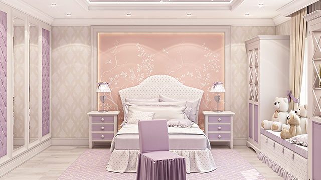 Очаровательный дизайн спальни принцессы с изысканной мебелью