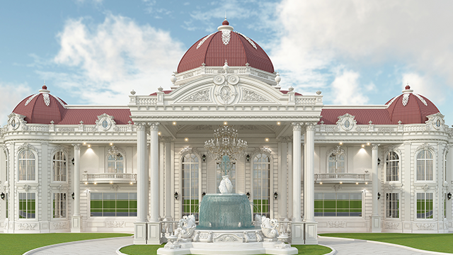 Изысканная королевская резиденция — дизайн экстерьера для большой семьи