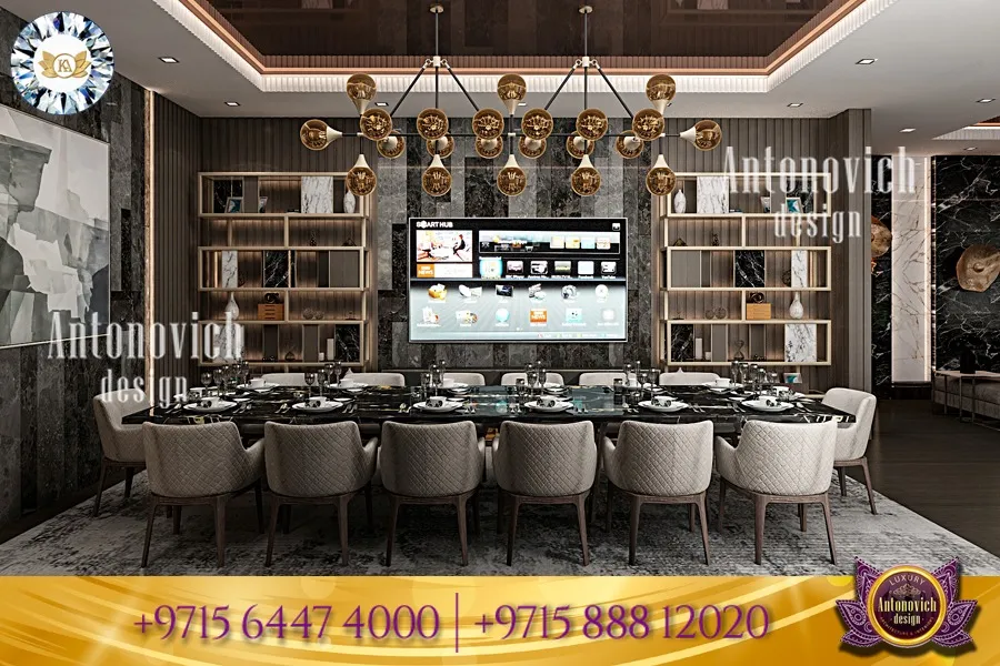 تصميم داخلي متكامل لغرفة الطعام الفاخرة