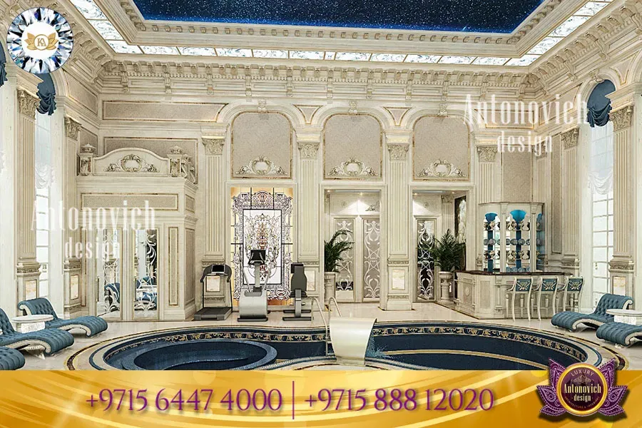 أفكار أنيقة لديكور حمام سباحة داخلي كلاسيكي