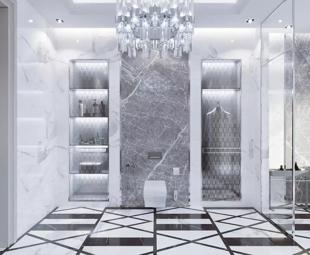 تحفة الحمام الفضي الفاخر في دبي