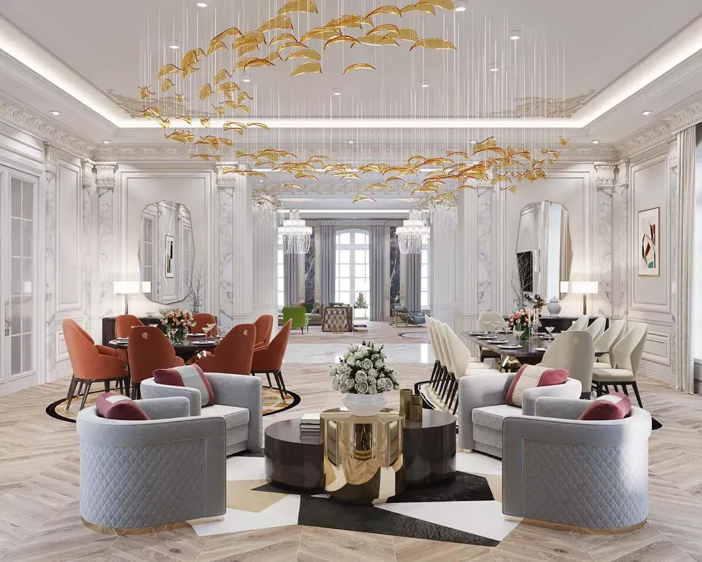 أناقة خالدة في تصميم غرفة المعيشة الفاخرة