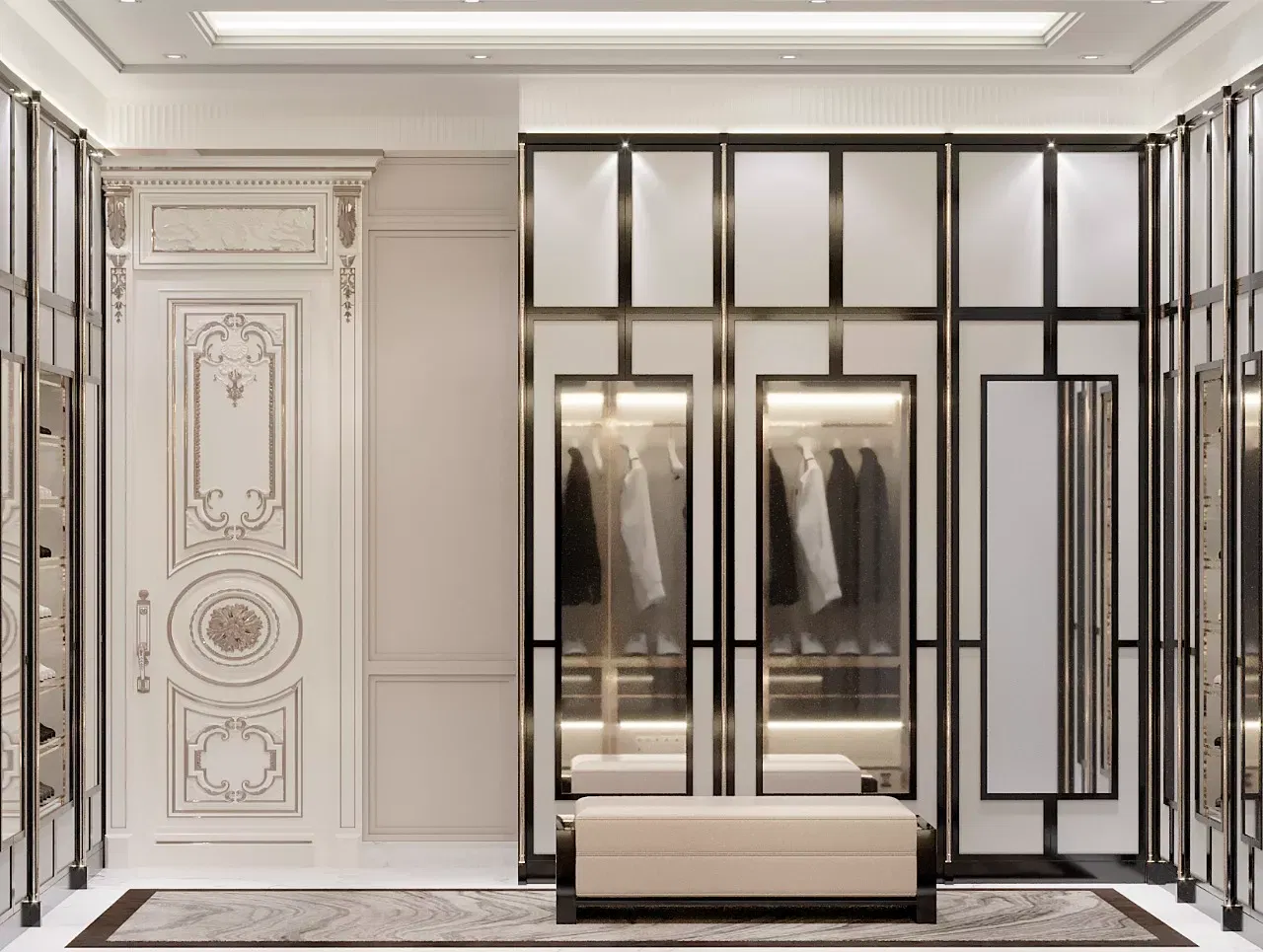 ٥ خطوات لتصميم غرفة ملابس منزلية فاخرة