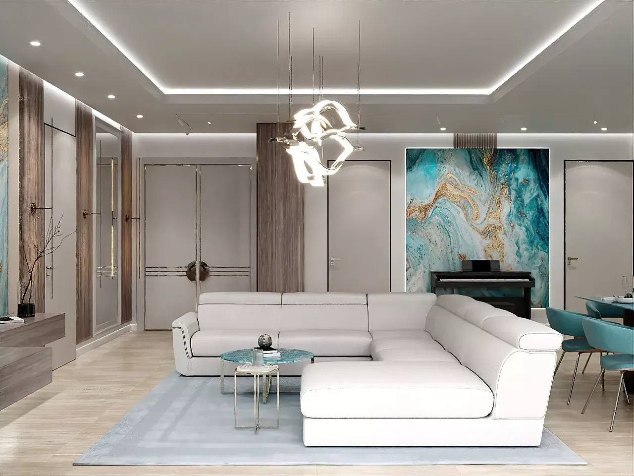 غرفة المعيشة الفاخرة: تصاميم معاصرة للمنازل الراقية في دبي