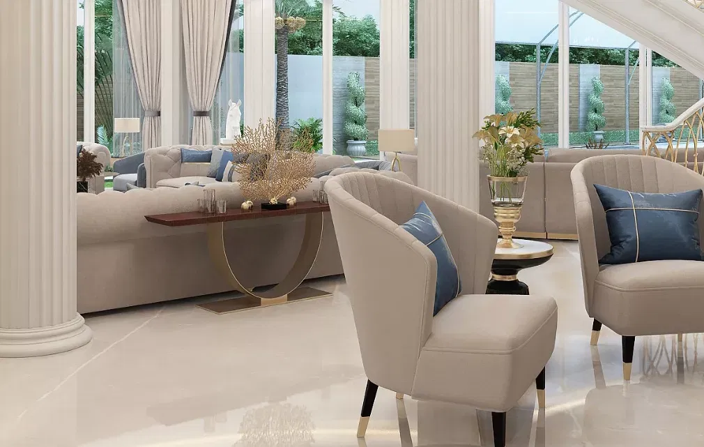 فن تصميم غرفة معيشة فاخرة في دبي — أنطونوفيتش ديزاين