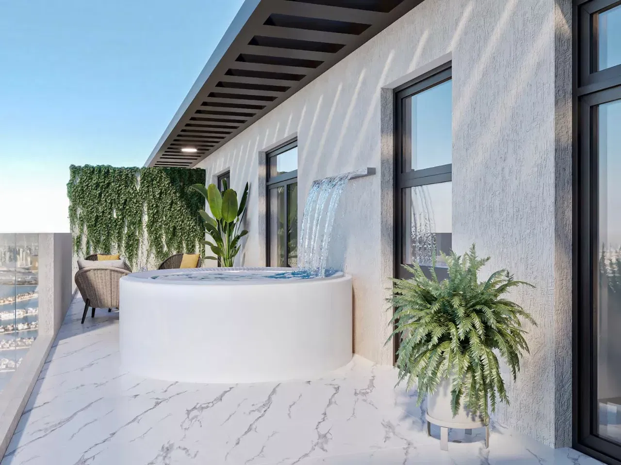 أفكار تصميم شرفة فيلا فاخرة