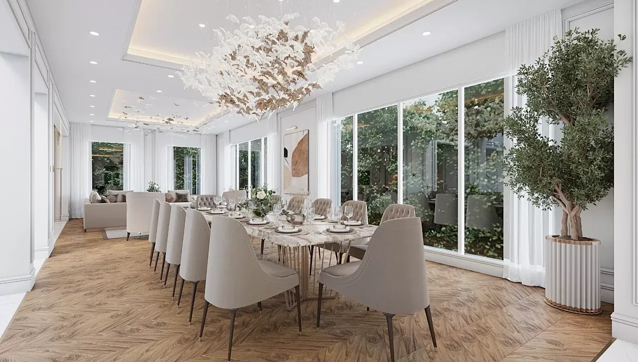 ابتكار تجربة غرفة طعام فاخرة في فيلات دبي