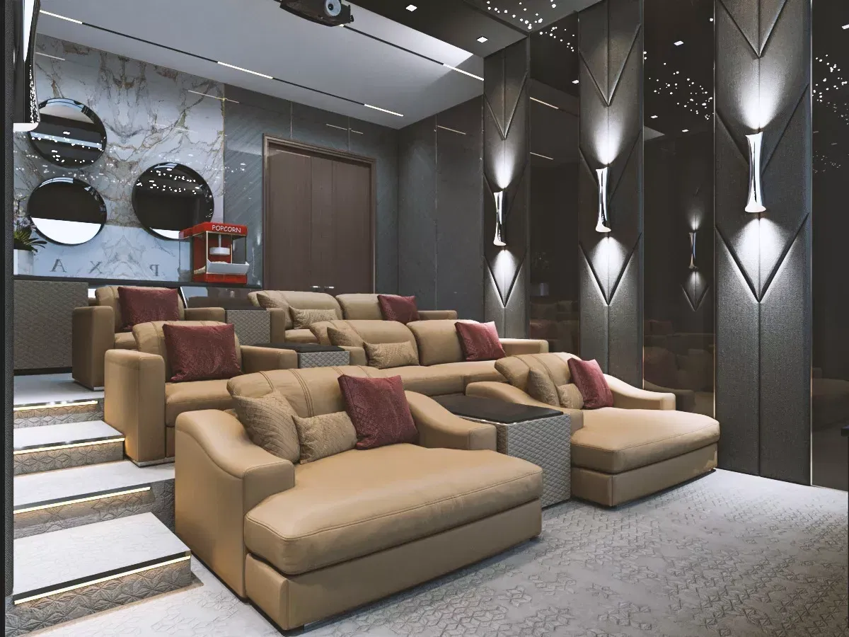 ابتكار سينما منزلية فاخرة: ديكور، مقاعد وإضاءة