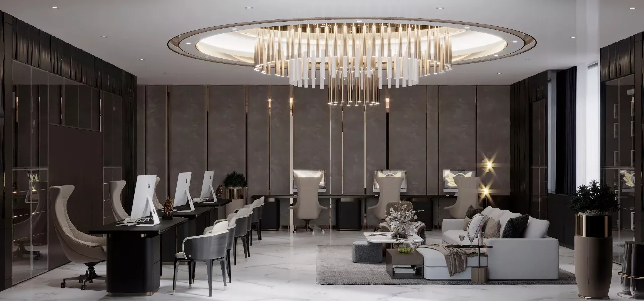 Elevate Your Workspace: Cozy Dark Executive Office Interior Design