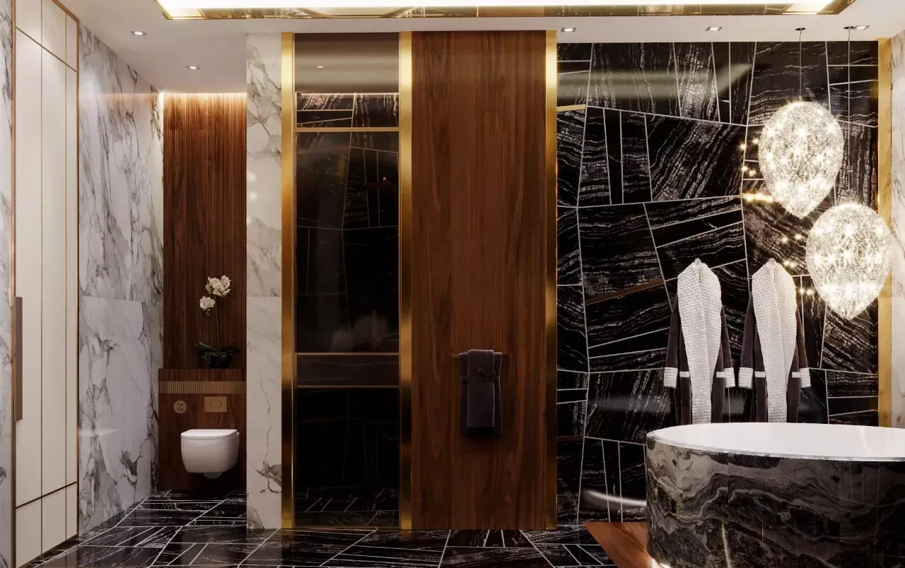 حمامات ذهبية أنيقة: لمسة من الفخامة