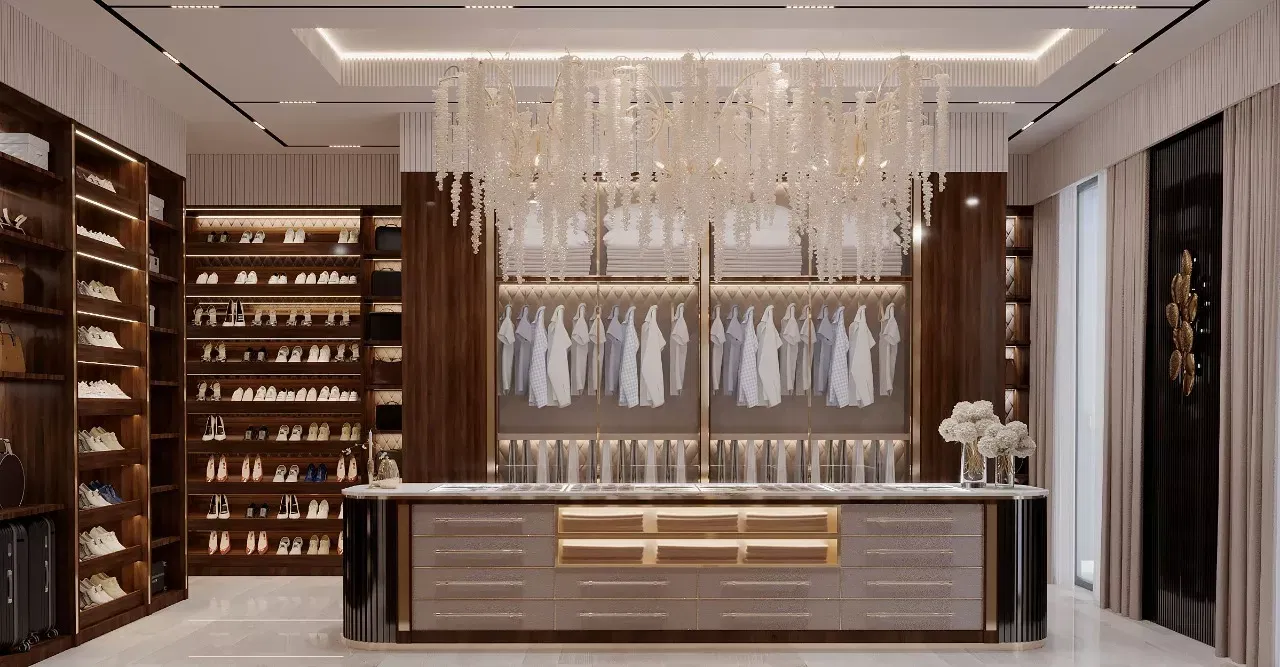 تصاميم غرفة ملابس فاخرة لمنزلٍ فخم