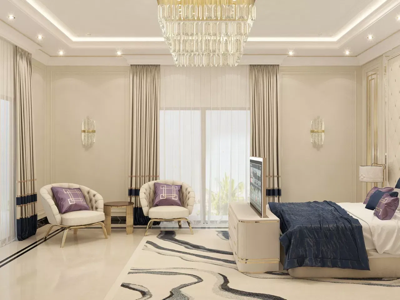 تصميم غرفة النوم الرئيسية الفاخرة في الإمارات — ملاذ ملكي