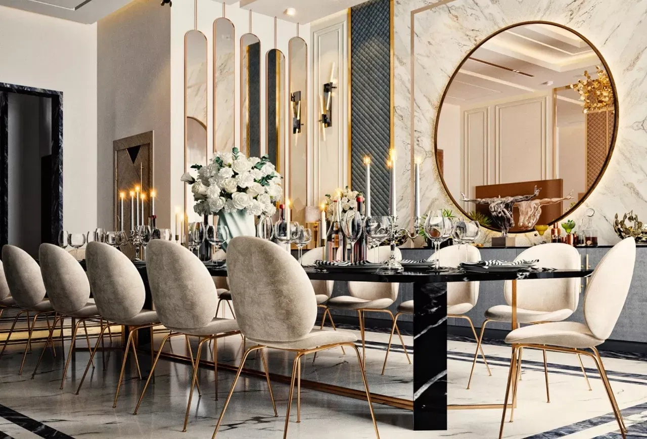 إتقان فن تصميم غرفة طعام فاخرة في دبي