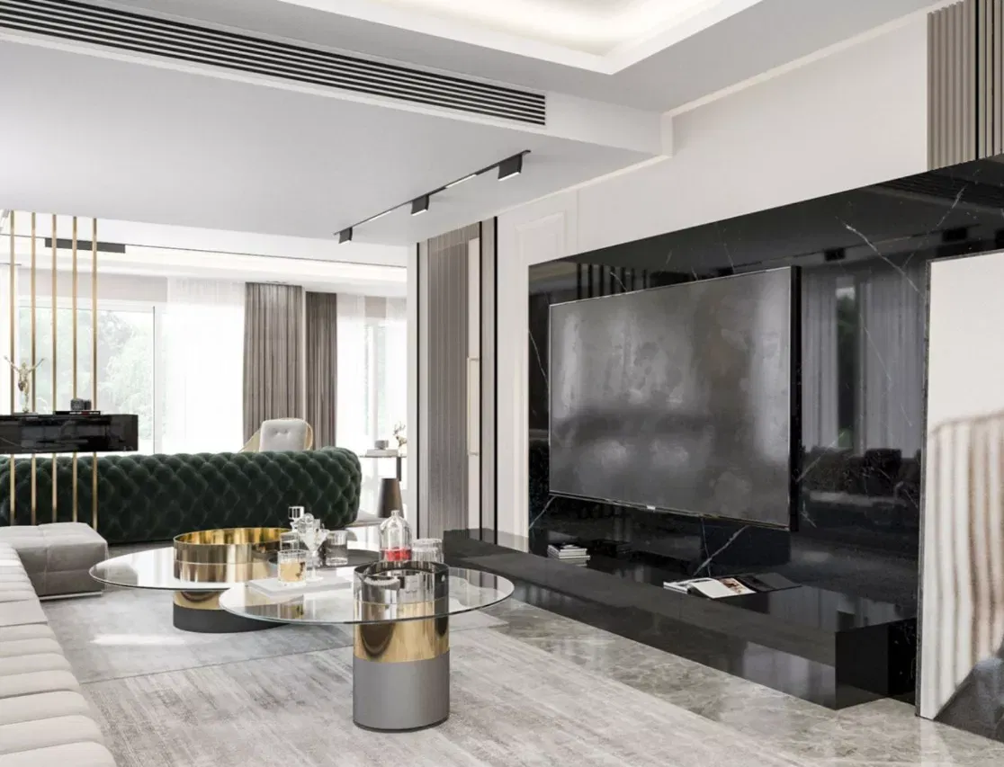 تصميم غرفة معيشة فاخرة ومريحة في دبي