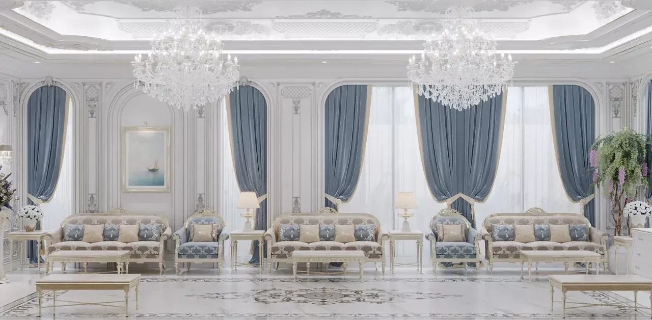 دليل تصميم غرفة جلوس فاخرة في دبي