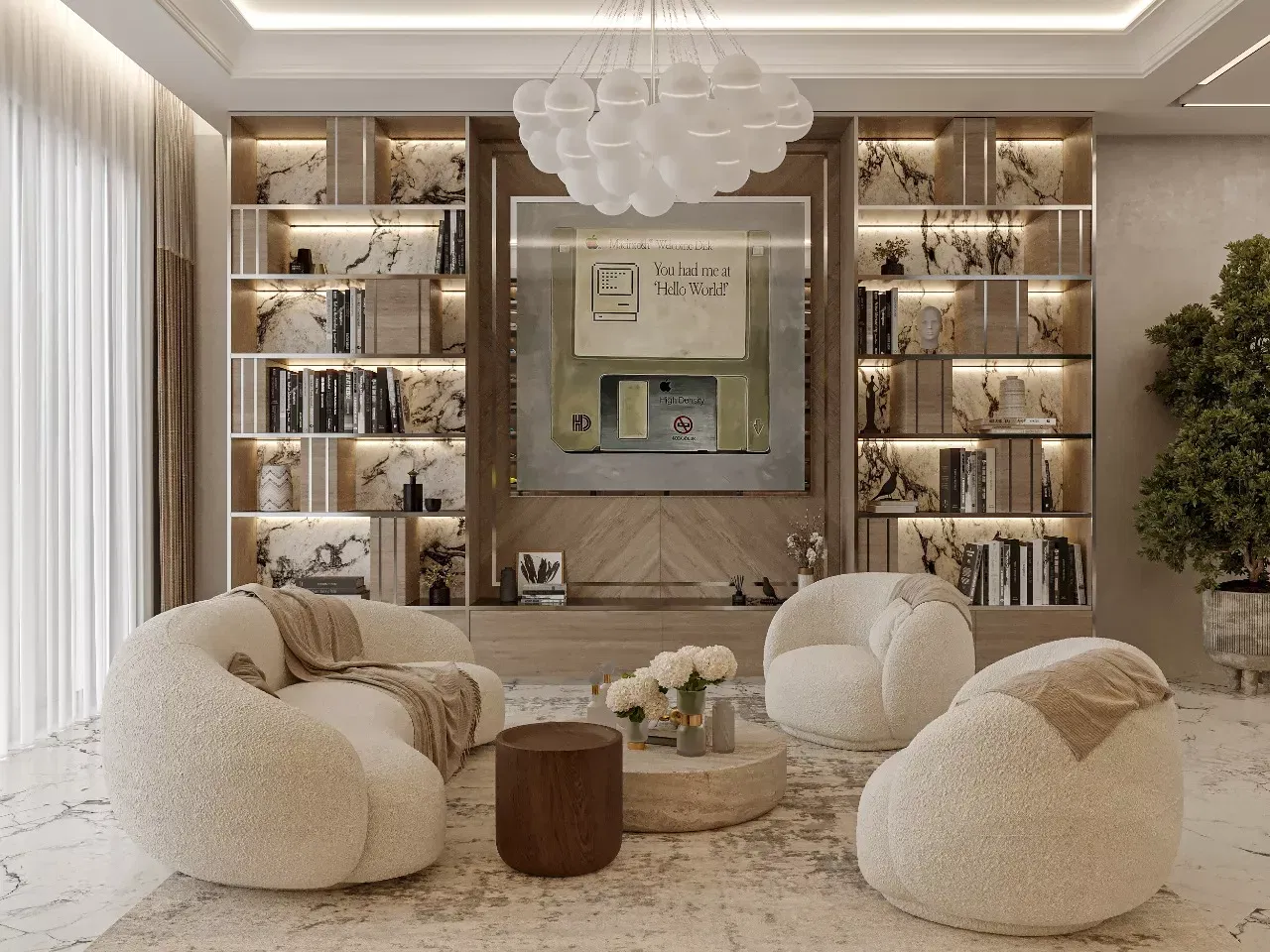 تصاميم غرف معيشة فاخرة ومريحة لفلل دبي