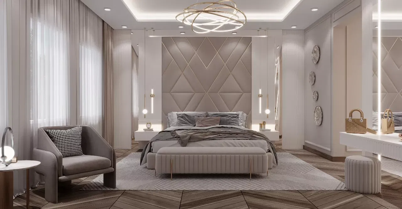 تصميم داخلي فخم لغرف النوم في دبي