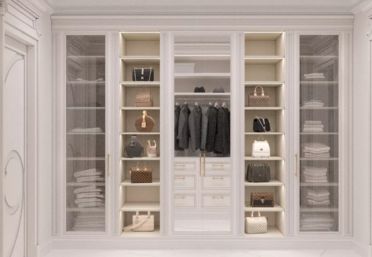 ارتقِ بغرفة نومك الرئيسية إلى غرفة ملابس فاخرة وغرفة تبديل أننيقة