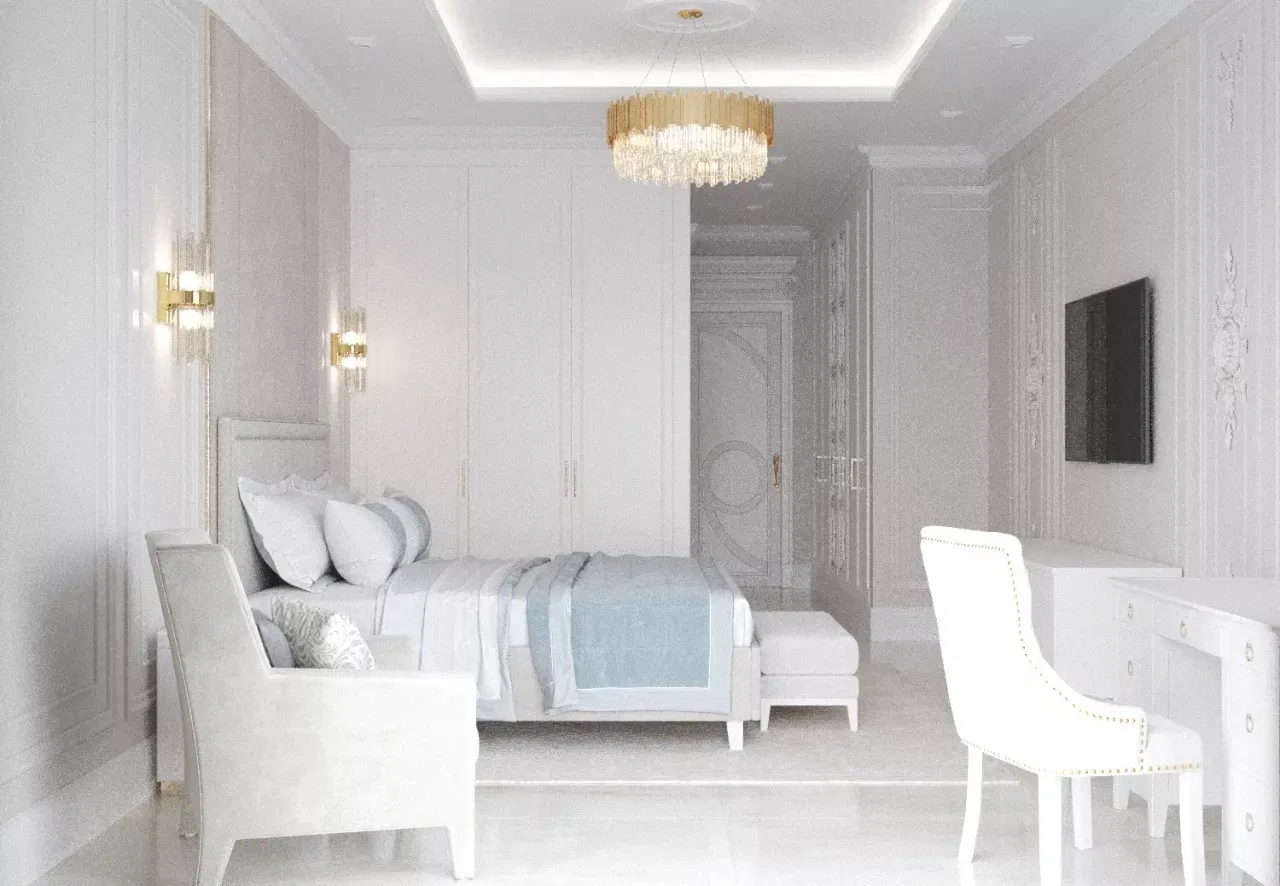 أفكار لتصميم غرفة نوم فاخرة بيضاء