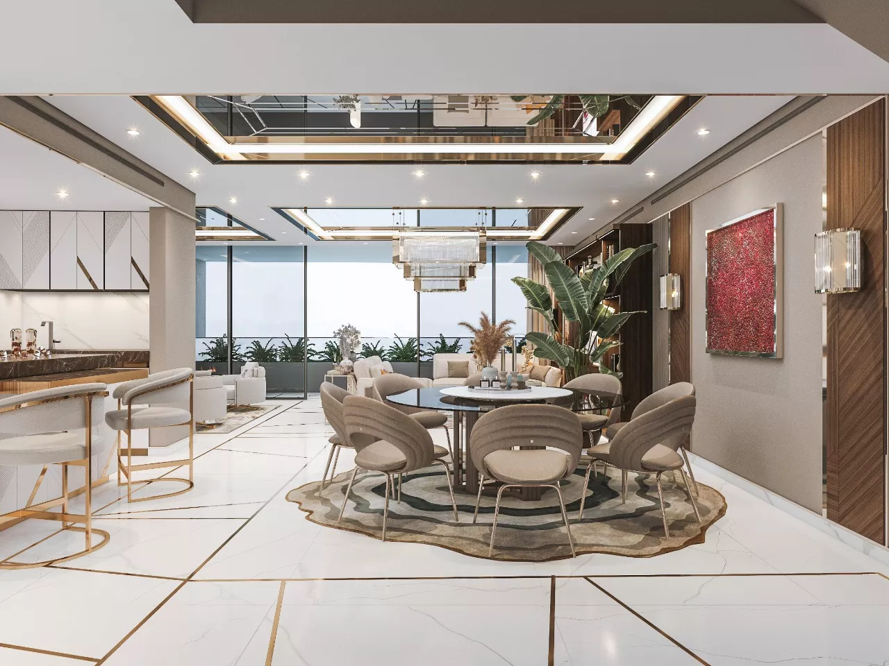 Elevate Your Dining Experience with a Modern Fancy Open Floor Plan