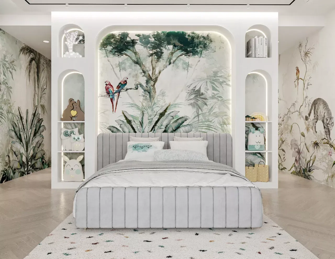 أفكار تصميم غرفة نوم استوائية فاخرة في دبي