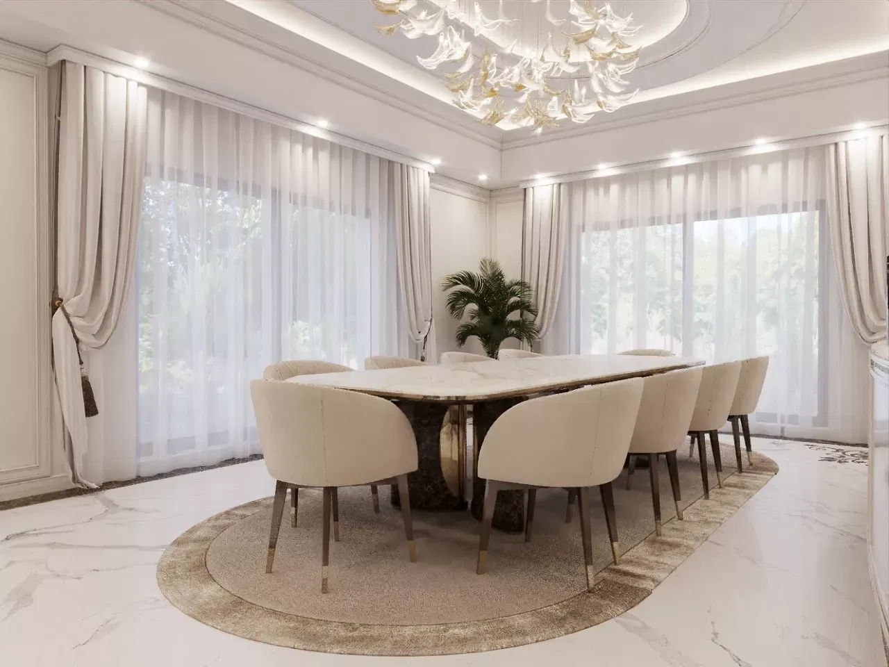 غرف طعام فاخرة في فيلات دبي: وليمة بصرية