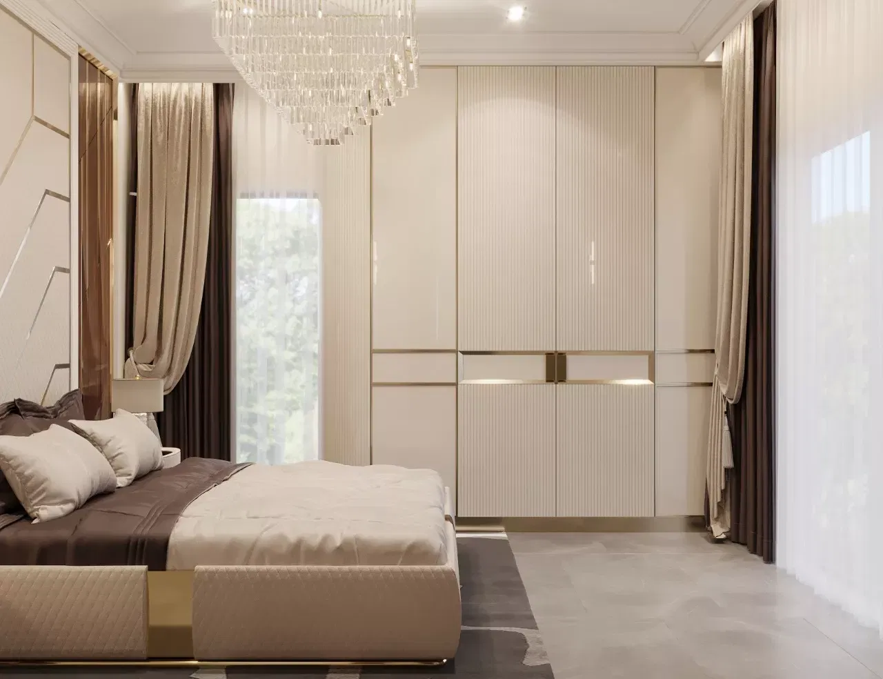 تصاميم غرف نوم فاخرة في منازل دبي الفاخرة