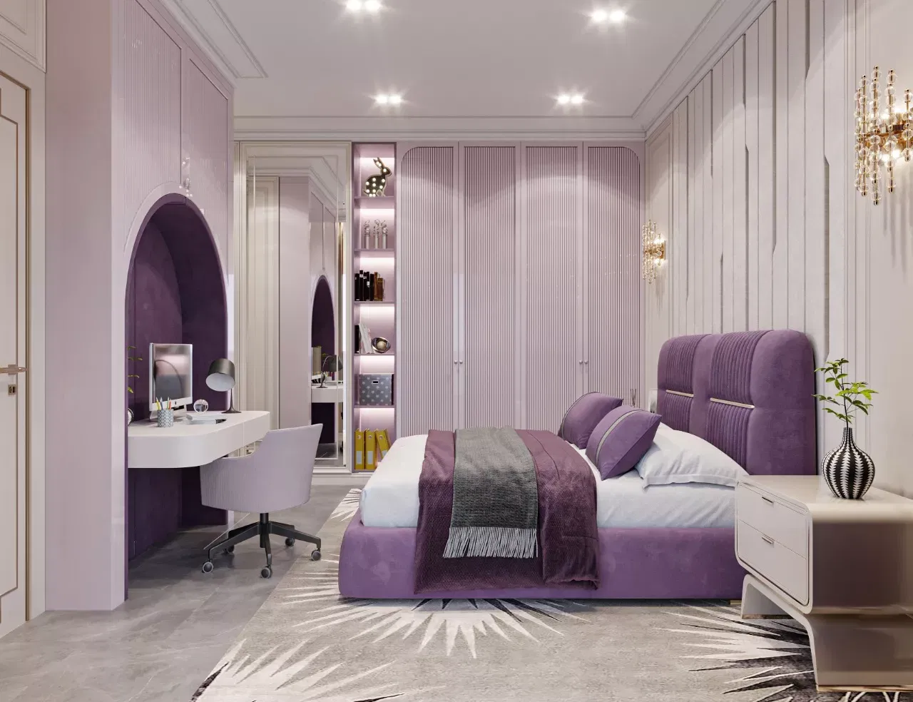 أفكار بنفسجية أنيقة لترقية غرفة نومك الفاخرة