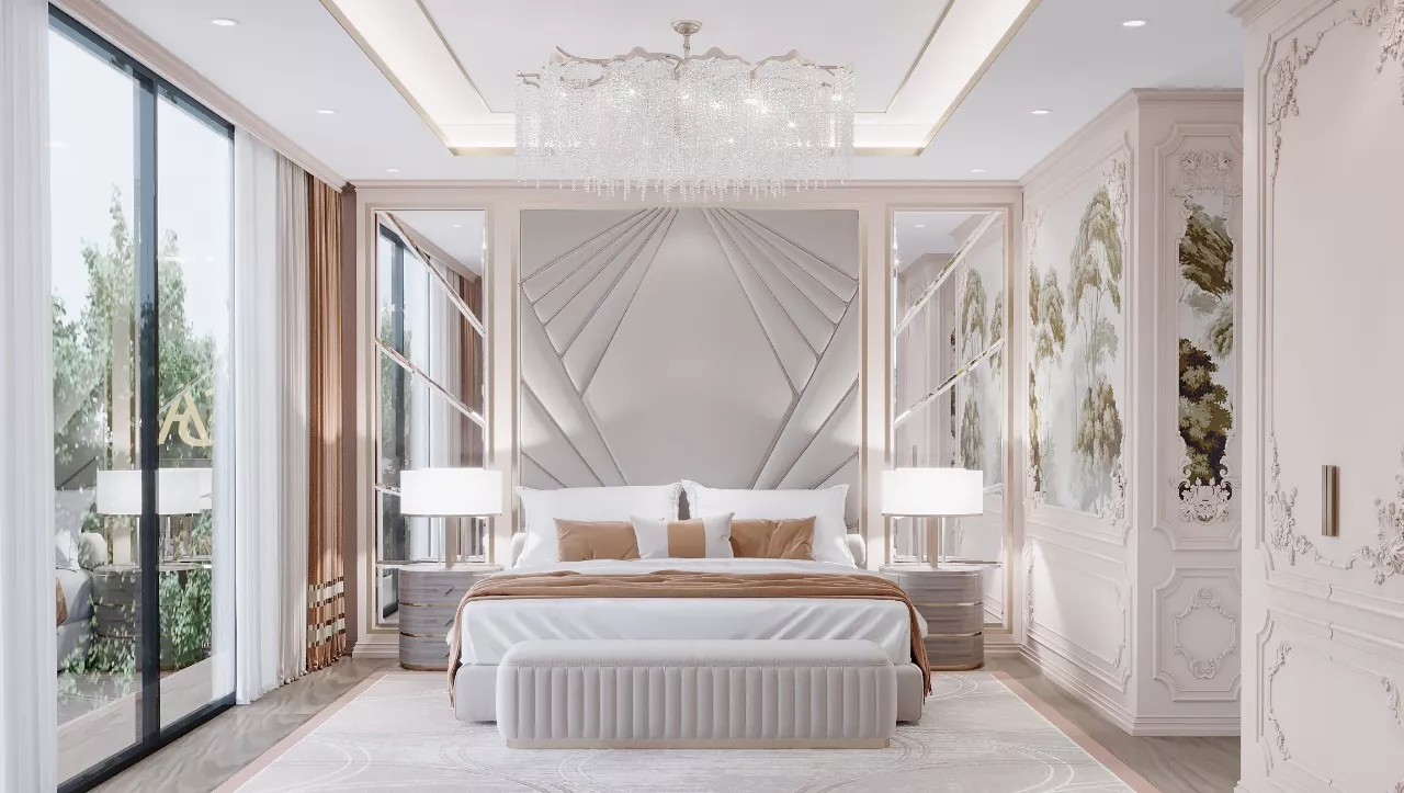 Elegant Brown and White Themed Bedroom Interior Design