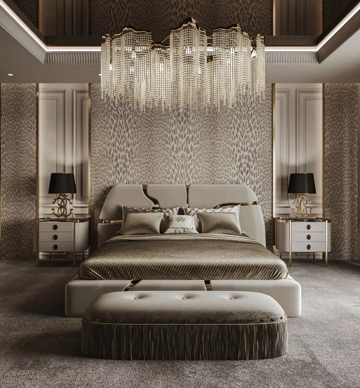 تصميم غرف نوم فاخرة وحلول تأثيث وتنفيذ تشطيبات