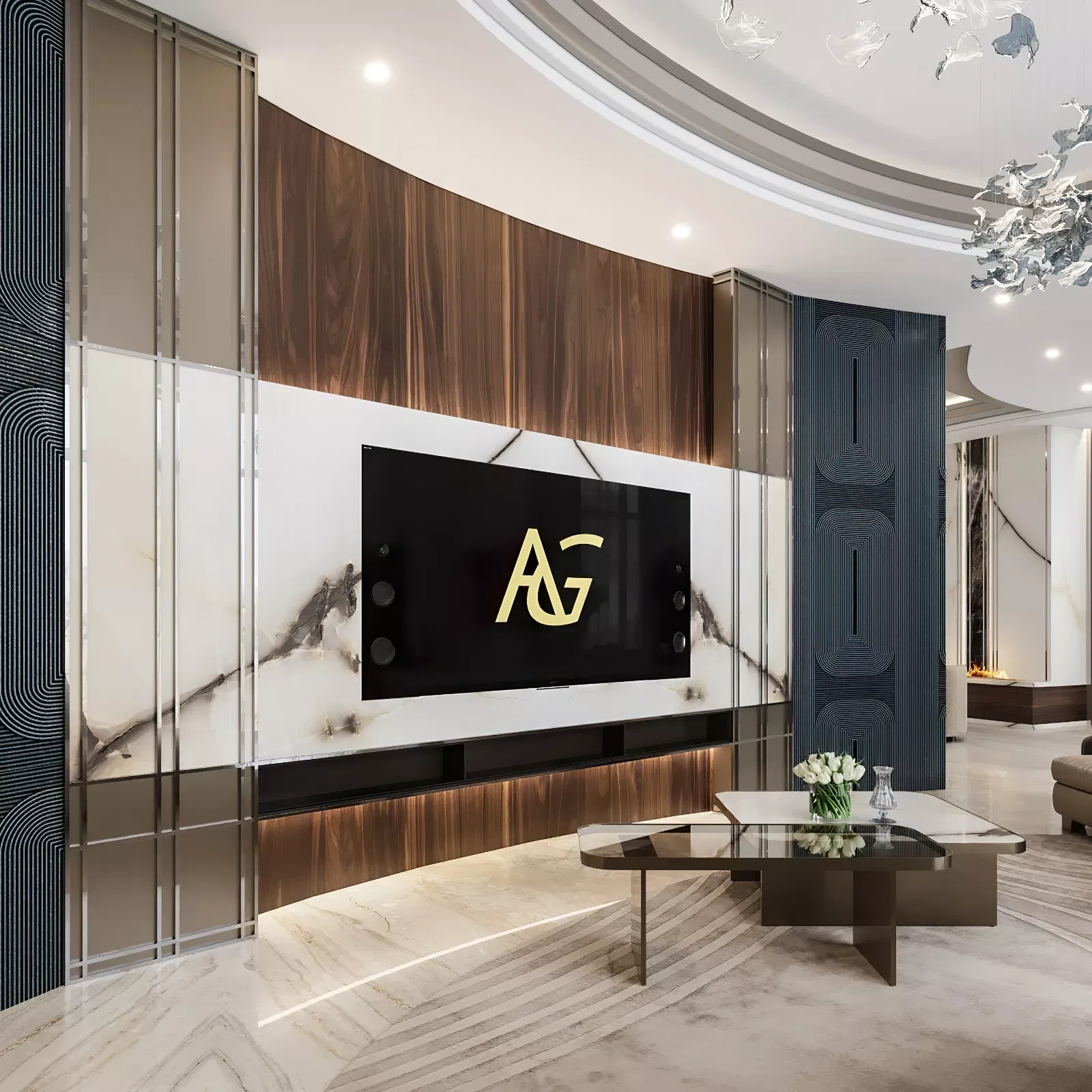 Luxury Curved Living Room Interior Design: An Exquisite Blend of Elegance and Innovation