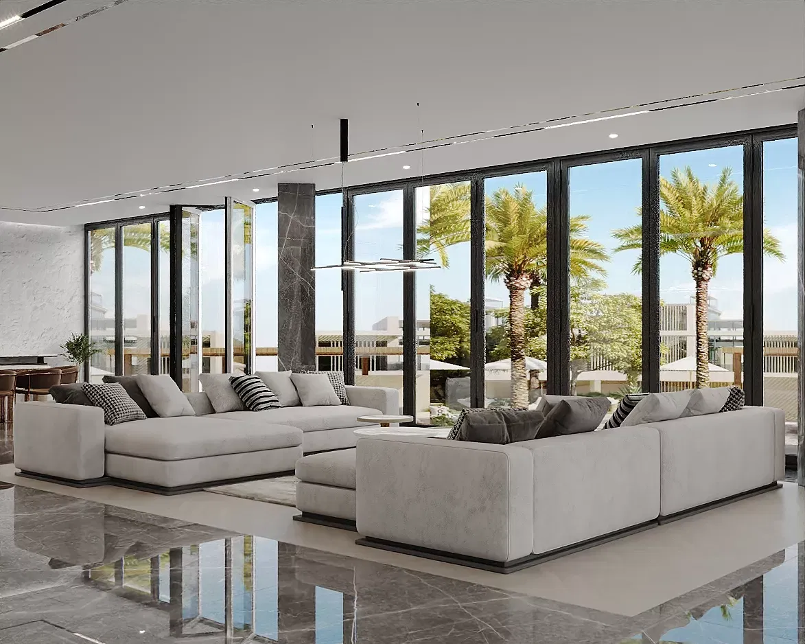 Revolutionize Your Living Room Interior Design with Huge Glass Windows