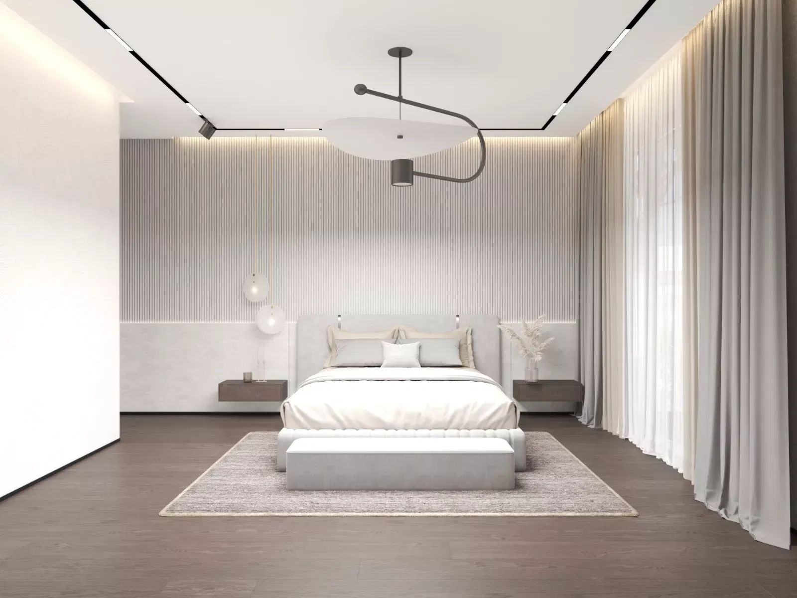 Chic White Bedroom Interior Design in Dubai