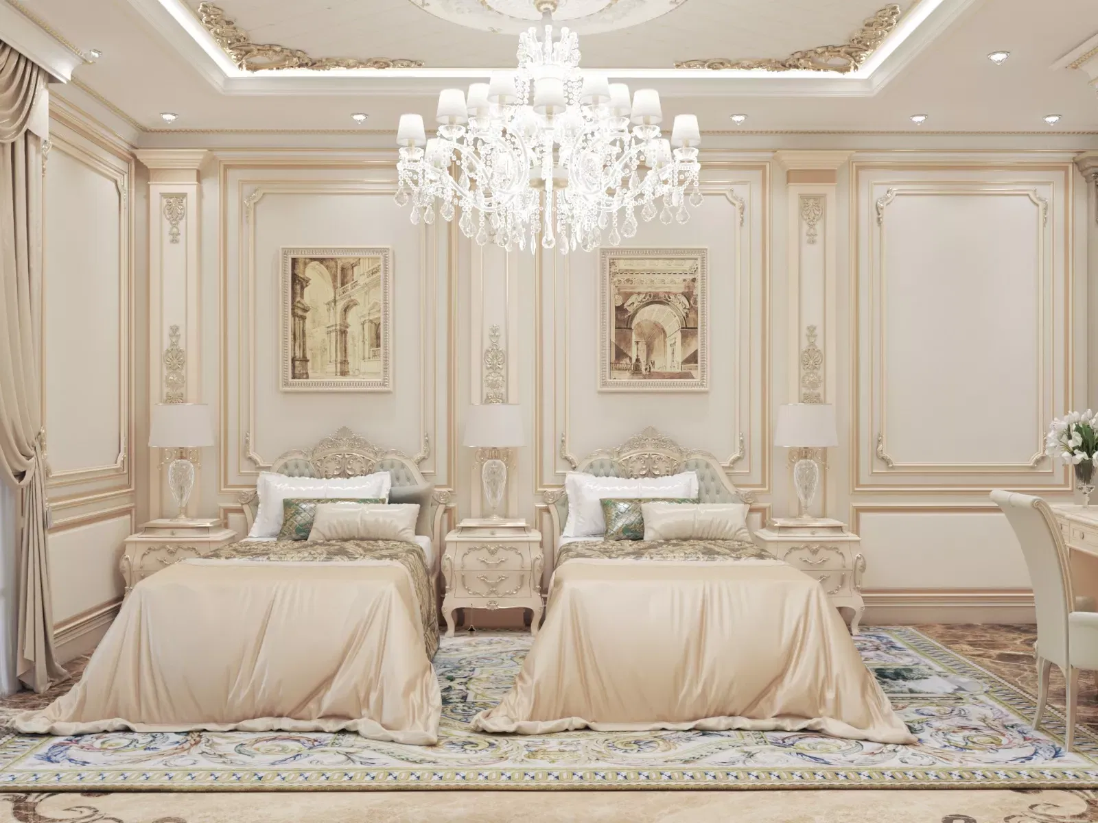 Twin Bedroom in Classic Luxury Style