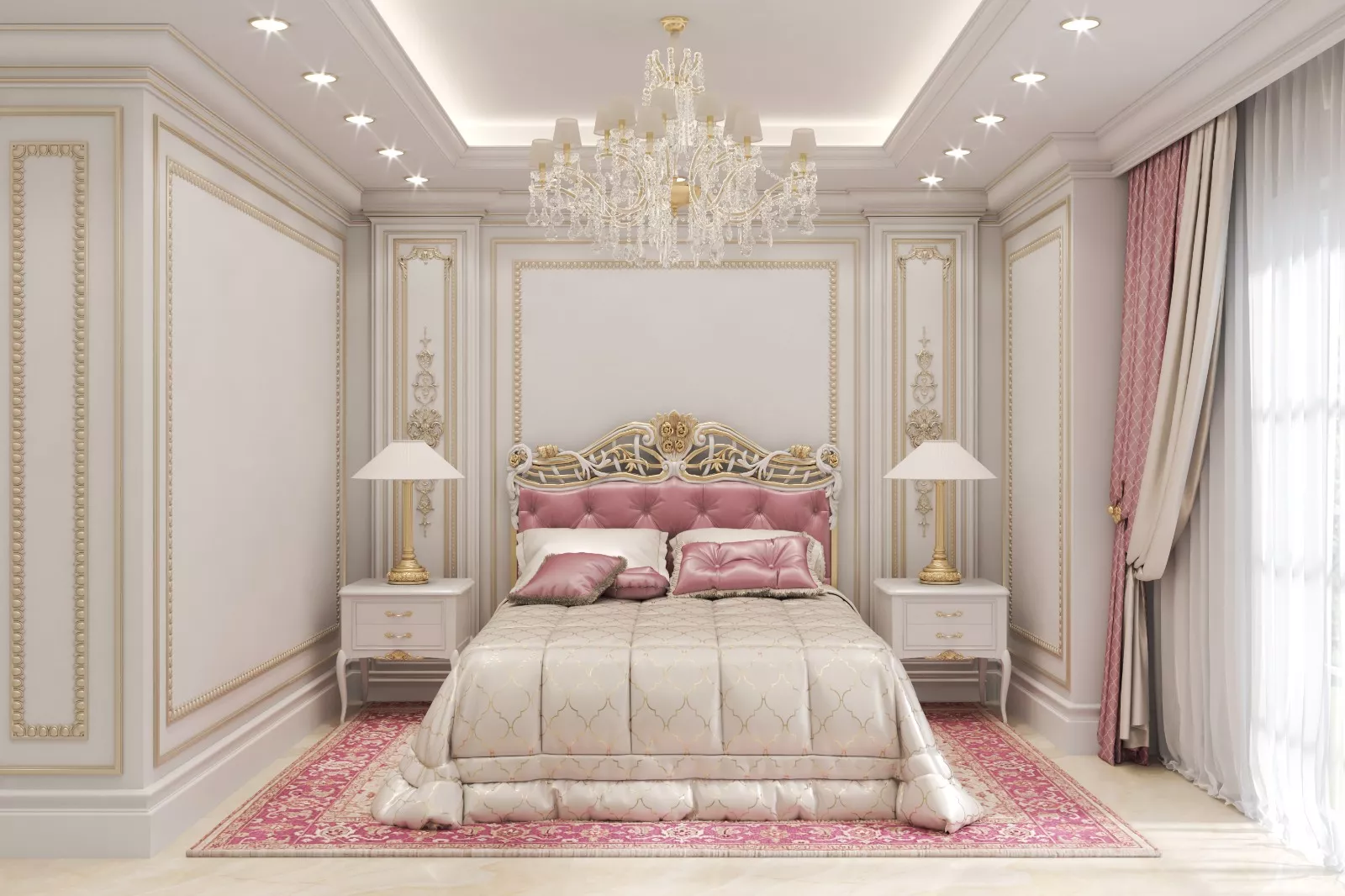 تصميم غرف فندقية عتيقة — خطة لفراغ نوم مترف
