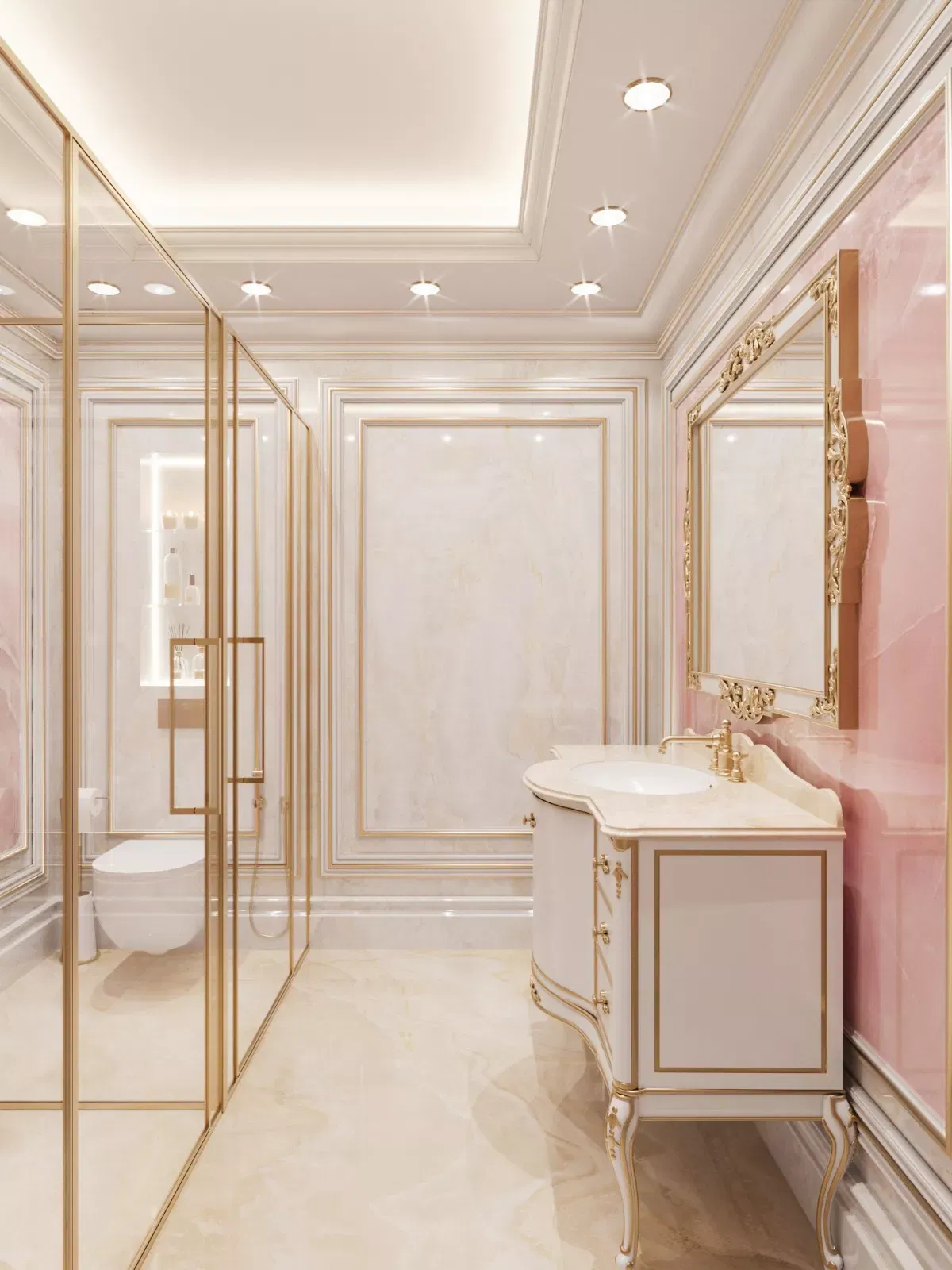 The Appeal of Pink and Gold in Hotel Bathroom Design