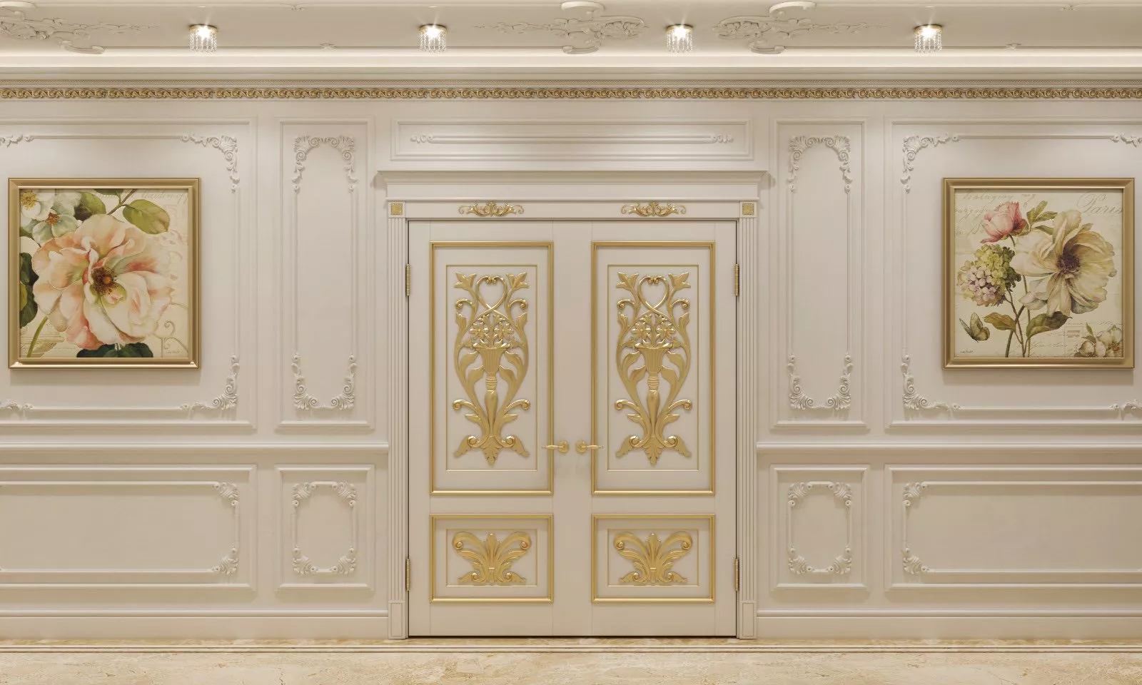 تصميم ممر ذهبي فاخر في دبي