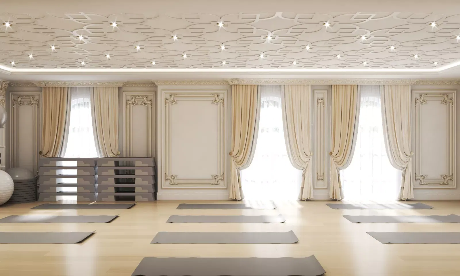 Classic Yoga Room Interior Planning