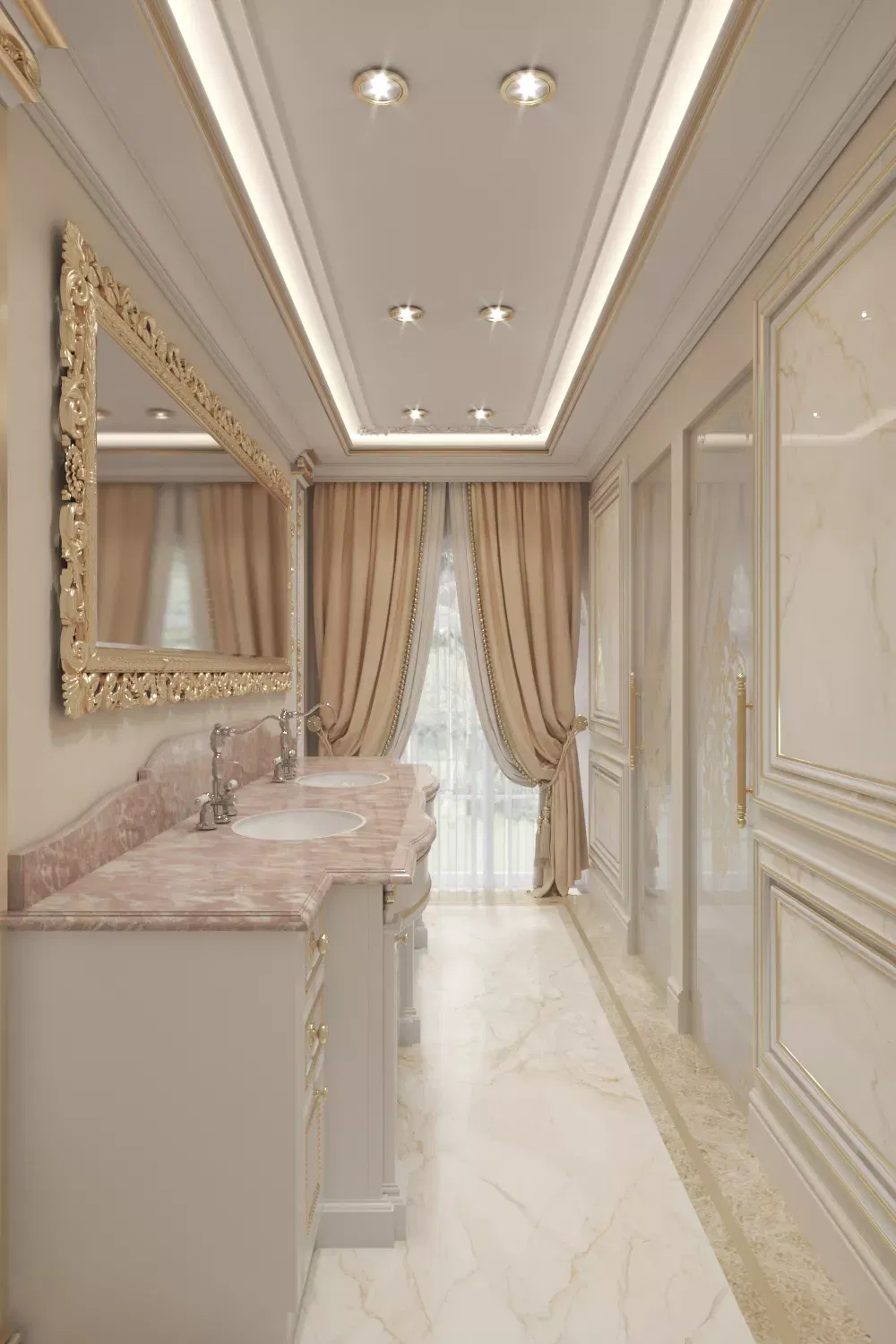 Bathroom Sink and Cubicle Construction for Classic Hotel Bathrooms