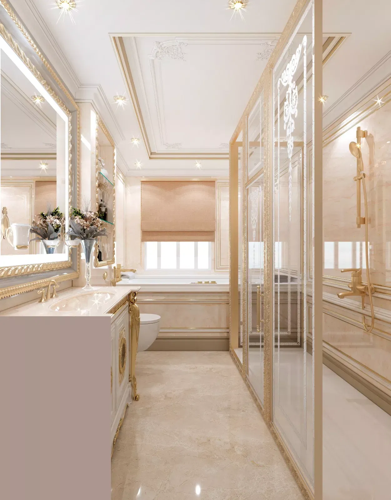 Gold Accents in Classic Luxury Bathroom