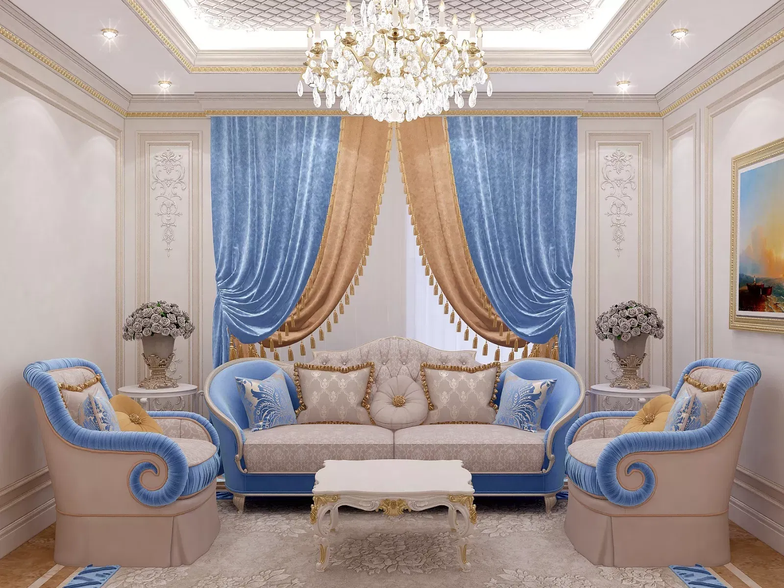 Living Room Area for a Luxury Classic Hotel Interior Design