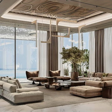 تصميم داخلي لغرفة المعيشة العصرية وتنفيذ التشطيبات — أنطونوفيتش ديزاين