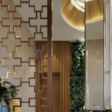 High-End Bathroom Interior Design with Latest Innovations for Sink Island Layout by Antonovich Group