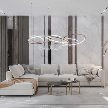 تصميم داخلي حديث لمساحات المعيشة والطعام