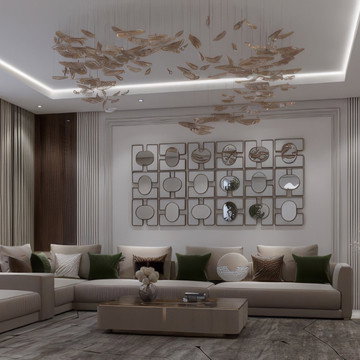 Luxury Furniture and Chandelier Selection for Modern Living Room Interior Design