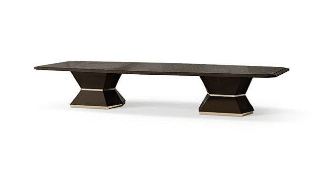 Fixed barrel table with brass insert